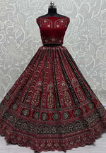 Load image into Gallery viewer, Magenta Velvet Bridal Lehenga Choli

