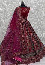 Load image into Gallery viewer, Magenta Velvet Bridal Lehenga Choli
