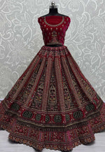 Load image into Gallery viewer, Magenta Velvet Bridal Lehenga Choli
