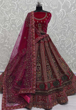 Load image into Gallery viewer, Magenta Velvet Bridal Lehenga Choli
