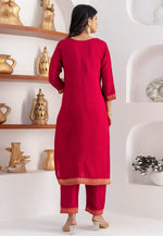 Load image into Gallery viewer, Magenta Viscose Jacquard Readymade Pant Style Suit
