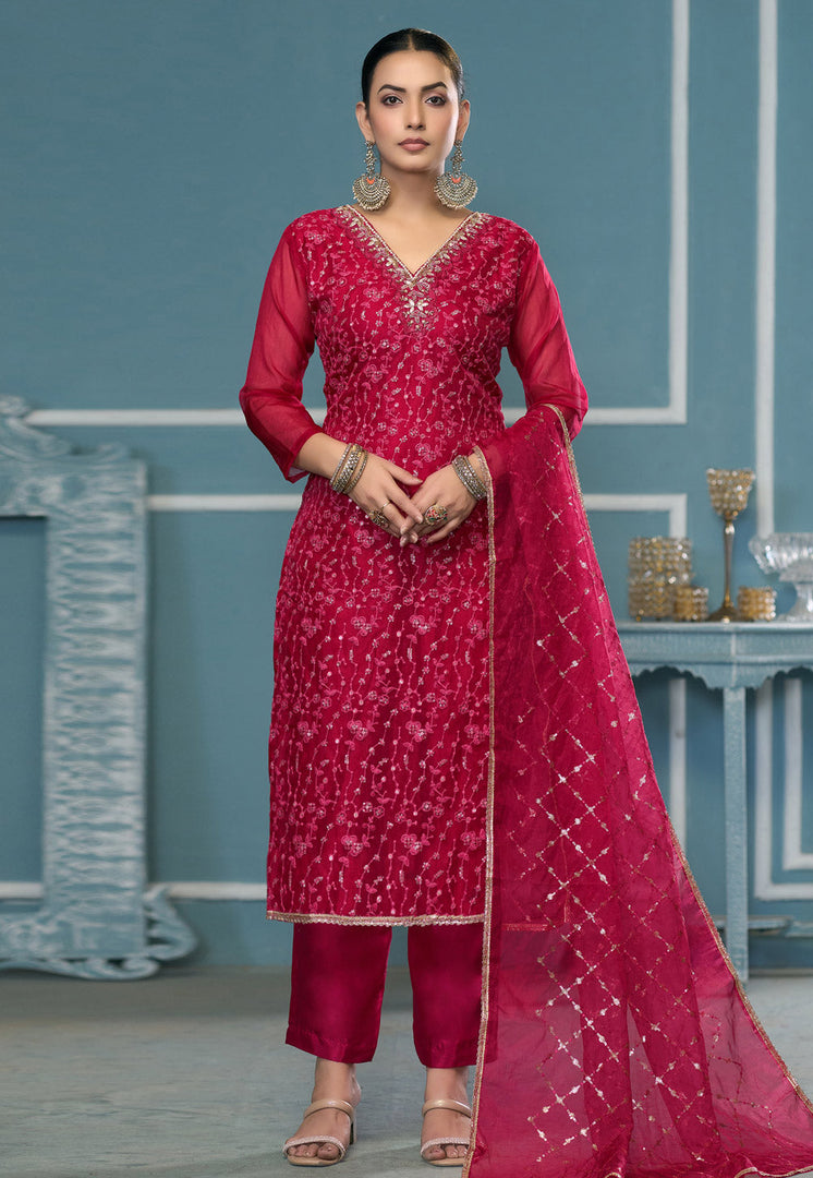 Magenta Viscose Pakistani Suit