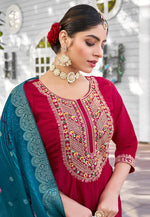 Load image into Gallery viewer, Magenta Viscose Readymade Anarkali Suit
