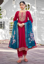Load image into Gallery viewer, Magenta Viscose Readymade Anarkali Suit
