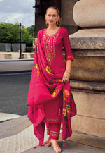 Load image into Gallery viewer, Magenta Viscose Readymade Pakistani Suit
