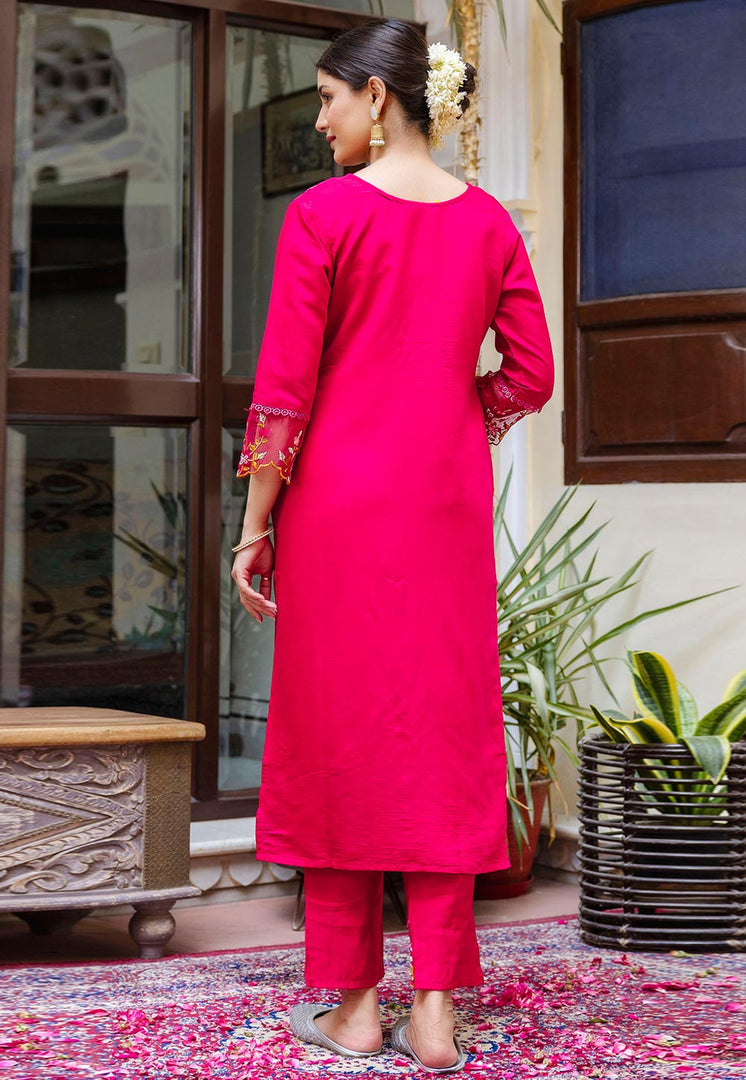 Magenta Viscose Readymade Pakistani Suit