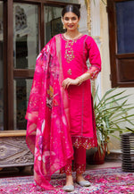 Load image into Gallery viewer, Magenta Viscose Readymade Pakistani Suit
