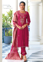 Load image into Gallery viewer, Magenta Viscose Readymade Pakistani Suit
