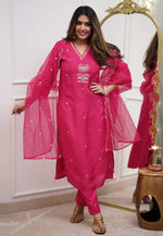 Load image into Gallery viewer, Magenta Viscose Readymade Pakistani Suit
