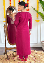 Load image into Gallery viewer, Magenta Viscose Readymade Pant Style Suit
