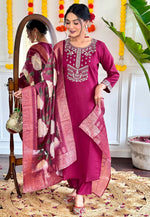 Load image into Gallery viewer, Magenta Viscose Readymade Pant Style Suit
