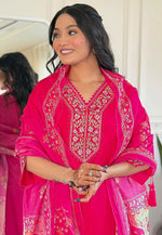 Load image into Gallery viewer, Magenta Viscose Readymade Pant Style Suit

