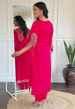 Load image into Gallery viewer, Magenta Viscose Readymade Pant Style Suit
