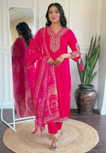 Load image into Gallery viewer, Magenta Viscose Readymade Pant Style Suit
