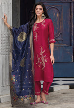 Load image into Gallery viewer, Magenta Viscose Readymade Pant Style Suit
