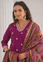 Load image into Gallery viewer, Magenta Viscose Readymade Pant Style Suit
