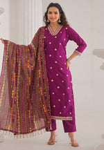 Load image into Gallery viewer, Magenta Viscose Readymade Pant Style Suit
