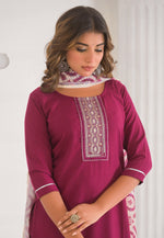 Load image into Gallery viewer, Magenta Viscose Readymade Pant Style Suit
