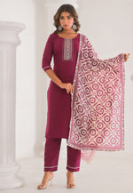 Load image into Gallery viewer, Magenta Viscose Readymade Pant Style Suit
