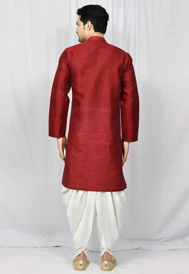 Maroon Art Silk Indo Western Suit
