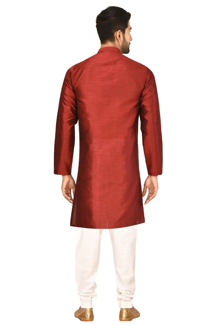 Maroon Art Silk Indo Western Suit