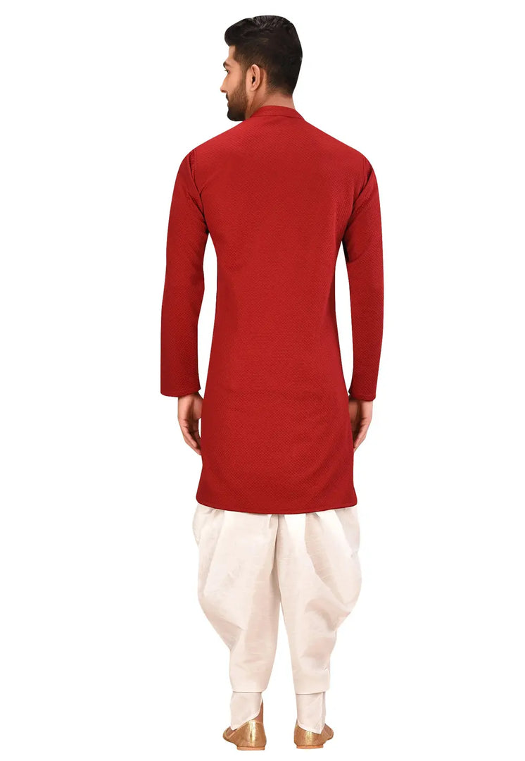 Maroon Art Silk Indo Western Suit