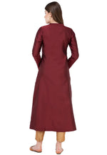 Load image into Gallery viewer, Maroon Art Silk Kurta Set With Pent

