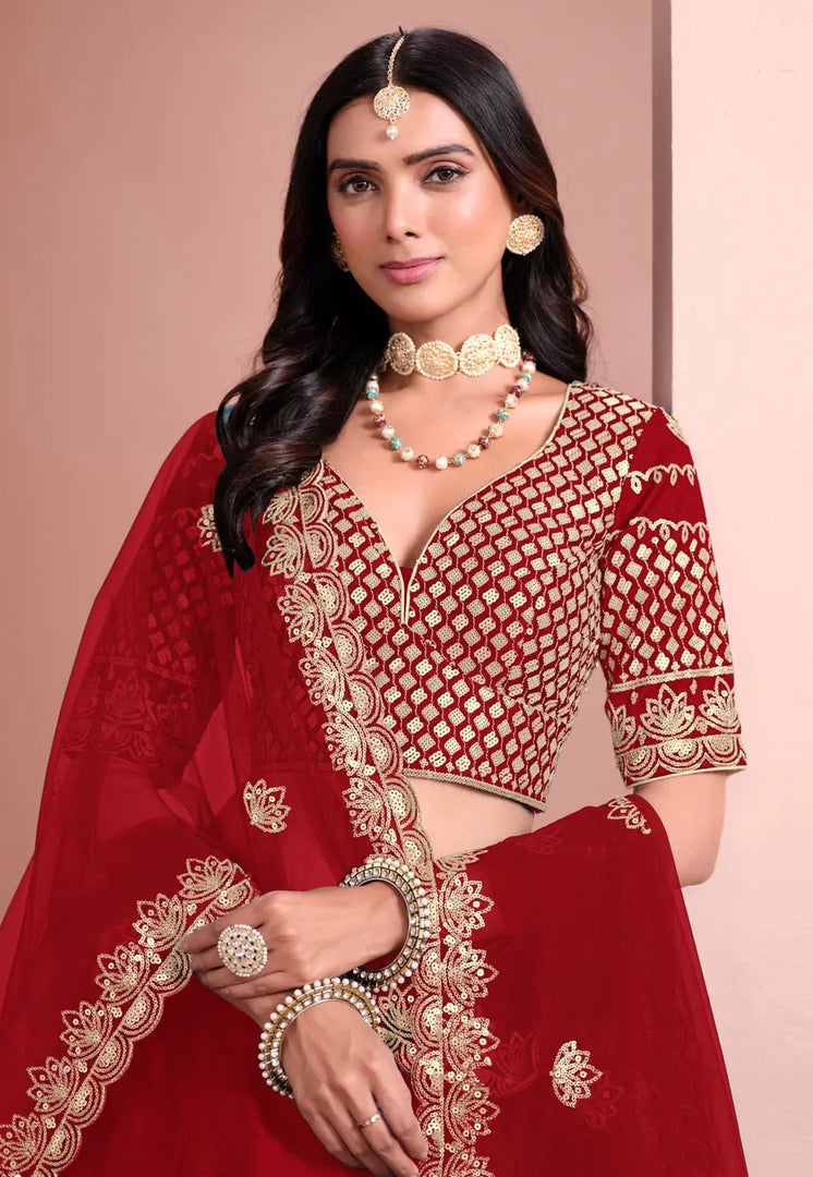 Maroon Art Silk Lehenga Choli