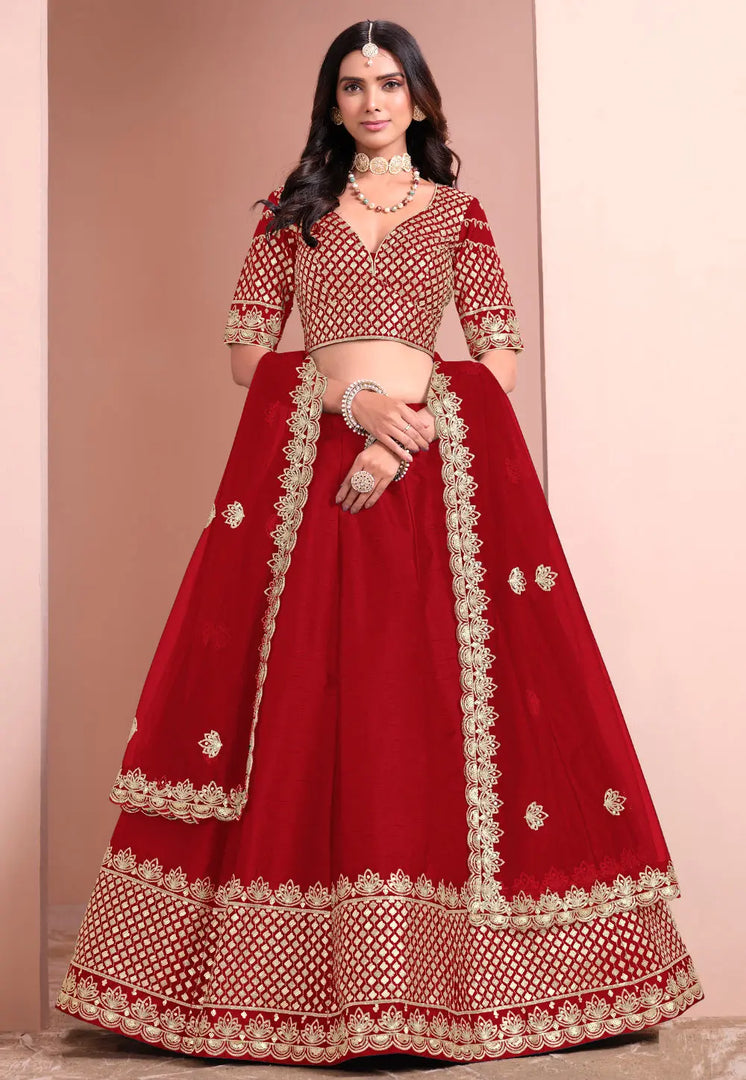Maroon Art Silk Lehenga Choli