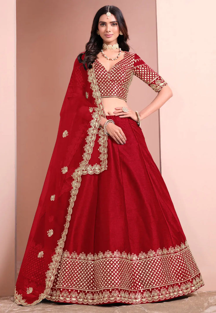 Maroon Art Silk Lehenga Choli