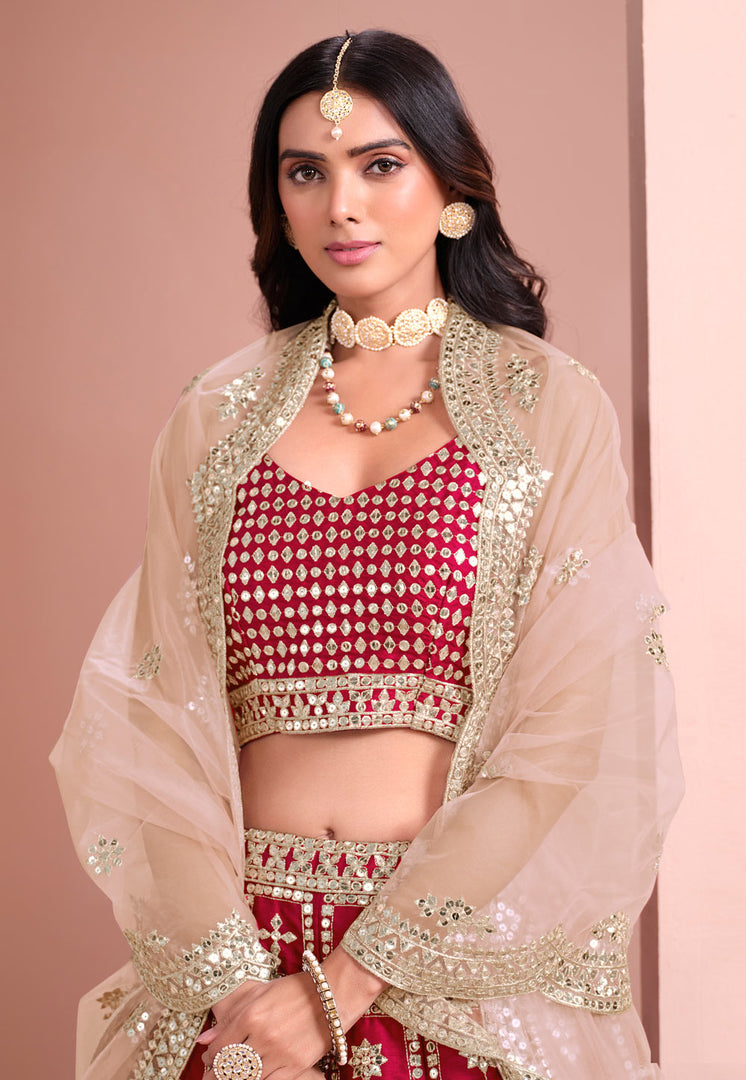 Maroon Art Silk Lehenga Choli
