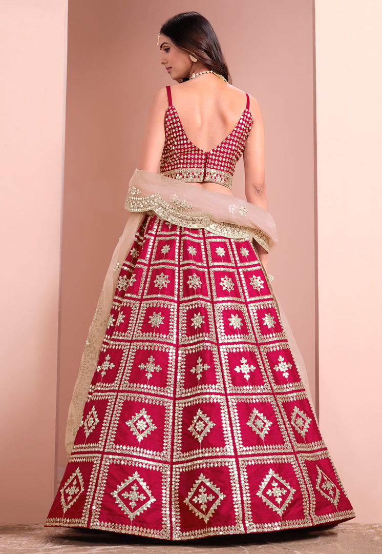 Maroon Art Silk Lehenga Choli