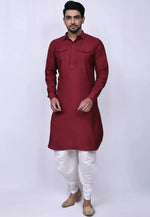 Load image into Gallery viewer, Maroon Art Silk Pathani Suit
