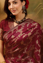 Load image into Gallery viewer, Maroon Banarasi Jacquard Saree