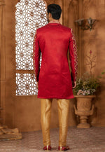 Load image into Gallery viewer, Maroon Banarasi Silk Indo Western Sherwani
