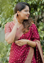 Load image into Gallery viewer, Maroon Banarasi Silk Saree
