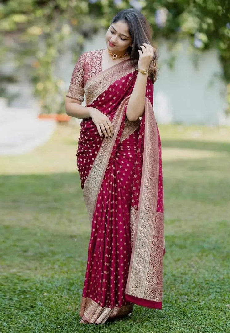 Maroon Banarasi Silk Saree
