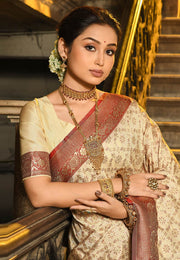 Maroon Banarasi Silk Saree