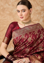 Maroon Banarasi Silk Saree