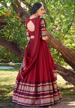 Load image into Gallery viewer, Maroon Chanderi Lehenga Choli
