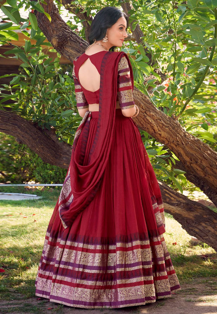 Maroon Chanderi Lehenga Choli