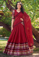 Load image into Gallery viewer, Maroon Chanderi Lehenga Choli

