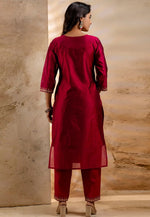 Load image into Gallery viewer, Maroon Chanderi Silk Readymade Pakistani Suit
