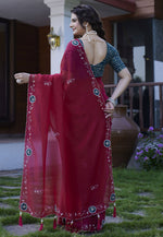 Load image into Gallery viewer, Maroon Chiffon Saree With Blouse

