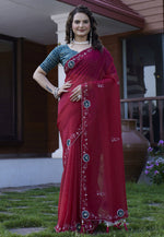 Load image into Gallery viewer, Maroon Chiffon Saree With Blouse
