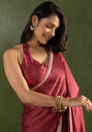 Maroon Chiffon Saree With Blouse