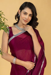 Maroon Chiffon Saree With Blouse