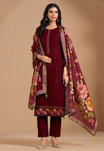 Load image into Gallery viewer, Maroon Chinon Chiffon Pakistani Suit
