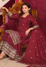 Load image into Gallery viewer, Maroon Chinon Readymade Gharara Suit
