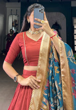 Load image into Gallery viewer, Maroon Chinon Silk Lehenga Choli
